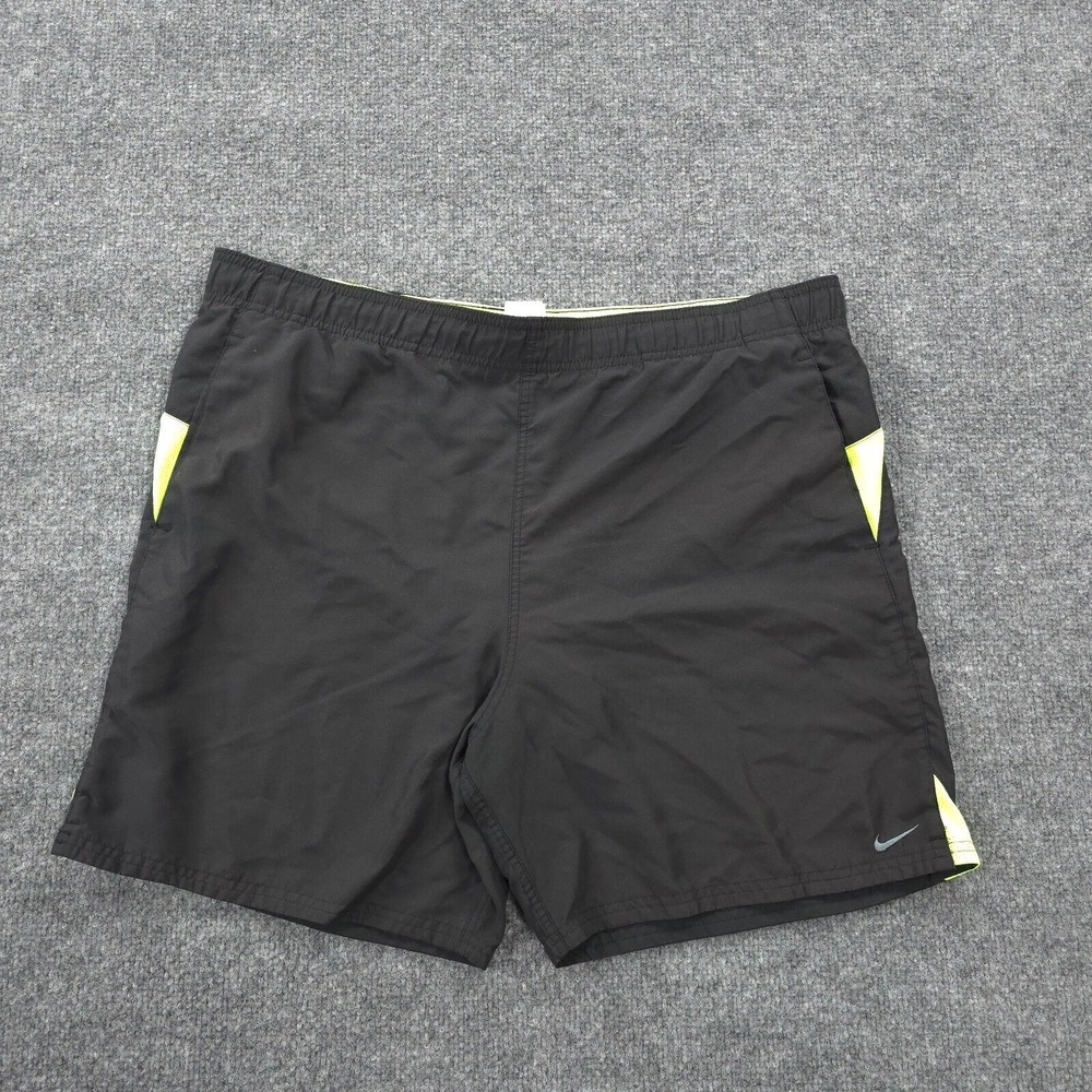 Nike Shorts Mens Large Black Hydra‎ Void Swoosh Logo Lined Swim Trunks Swimming